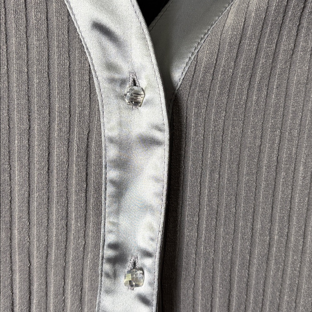 Area Stars Gray Cardigan Ribbed Knit - Picture 5 of 6
